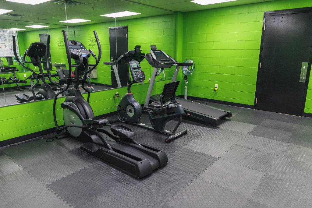 Gym cardio machines isolated